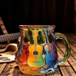 Painted Book Mug 300ml/10oz Guitar Coffee Cup Book Coffee Mug Unique Colorful Resin Books Stack Coffee Cup Collection Gift Ideal for Book Lover Gifts