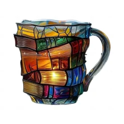 Painted Book Mug 300ml/10oz Guitar Coffee Cup Book Coffee Mug Unique Colorful Resin Books Stack Coffee Cup Collection Gift Ideal for Book Lover Gifts