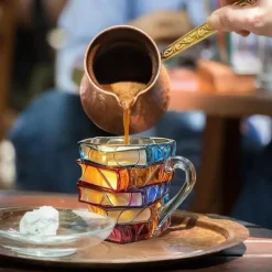 Painted Book Mug 300ml/10oz Guitar Coffee Cup Book Coffee Mug Unique Colorful Resin Books Stack Coffee Cup Collection Gift Ideal for Book Lover Gifts