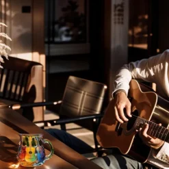 Painted Book Mug 300ml/10oz Guitar Coffee Cup Book Coffee Mug Unique Colorful Resin Books Stack Coffee Cup Collection Gift Ideal for Book Lover Gifts