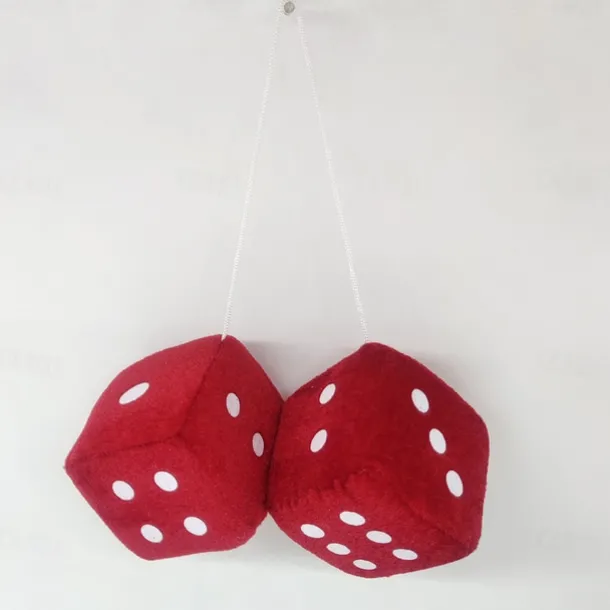 1Pair Car Pendant Interior Hanging Rearview Mirrors Short Plush Fuzzy Dice 2.75inc Plush Car Decorative Hanging Mirror Fuzzy Dice Lucky Hanging Accessories