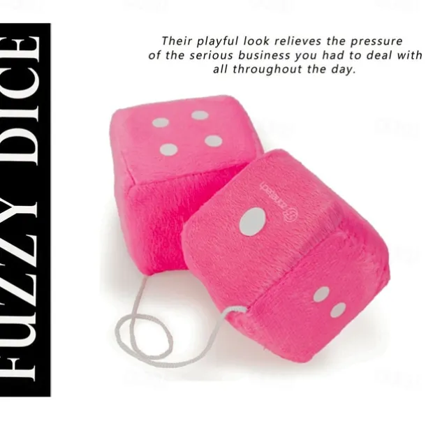1Pair Car Pendant Interior Hanging Rearview Mirrors Short Plush Fuzzy Dice 2.75inc Plush Car Decorative Hanging Mirror Fuzzy Dice Lucky Hanging Accessories