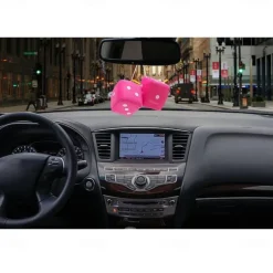 1Pair Car Pendant Interior Hanging Rearview Mirrors Short Plush Fuzzy Dice 2.75inc Plush Car Decorative Hanging Mirror Fuzzy Dice Lucky Hanging Accessories