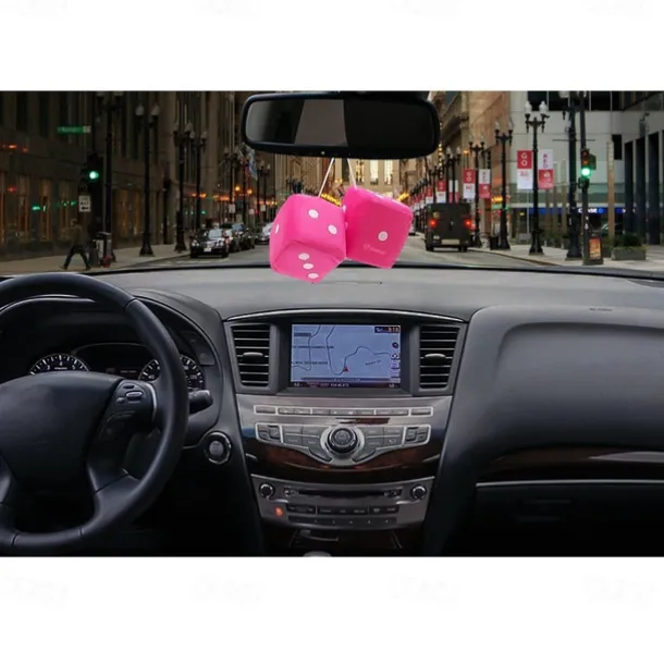 1Pair Car Pendant Interior Hanging Rearview Mirrors Short Plush Fuzzy Dice 2.75inc Plush Car Decorative Hanging Mirror Fuzzy Dice Lucky Hanging Accessories