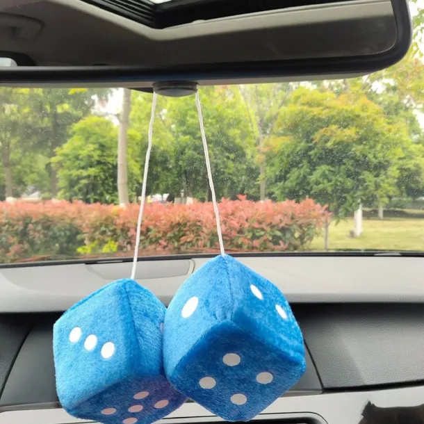 1Pair Car Pendant Interior Hanging Rearview Mirrors Short Plush Fuzzy Dice 2.75inc Plush Car Decorative Hanging Mirror Fuzzy Dice Lucky Hanging Accessories