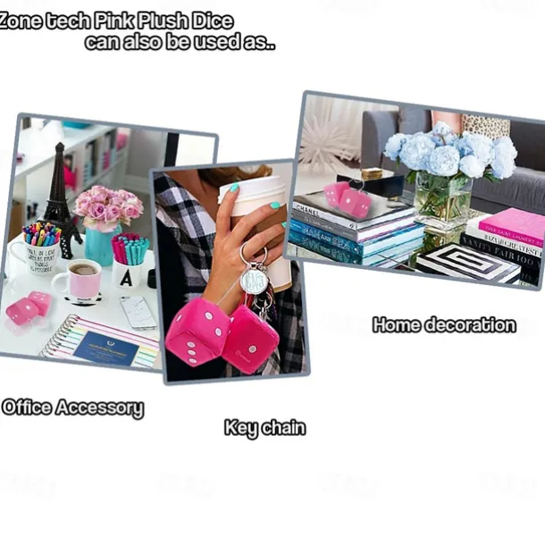 1Pair Car Pendant Interior Hanging Rearview Mirrors Short Plush Fuzzy Dice 2.75inc Plush Car Decorative Hanging Mirror Fuzzy Dice Lucky Hanging Accessories