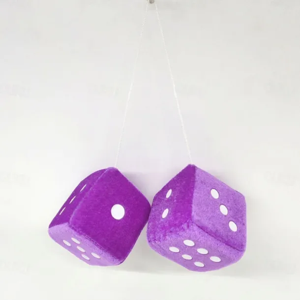 1Pair Car Pendant Interior Hanging Rearview Mirrors Short Plush Fuzzy Dice 2.75inc Plush Car Decorative Hanging Mirror Fuzzy Dice Lucky Hanging Accessories