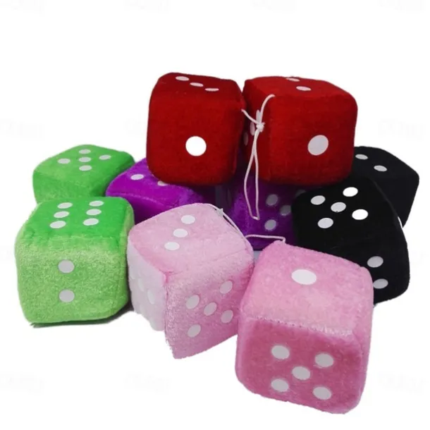 1Pair Car Pendant Interior Hanging Rearview Mirrors Short Plush Fuzzy Dice 2.75inc Plush Car Decorative Hanging Mirror Fuzzy Dice Lucky Hanging Accessories