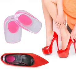 1pair Soft Silicone Gel Insoles For Heel Spurs Pain Relief Foot Cushion Foot Massager Care Heel Cups Shoe Pads Height Increase Insoles