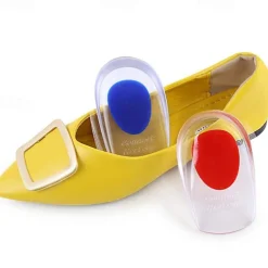 1pair Soft Silicone Gel Insoles For Heel Spurs Pain Relief Foot Cushion Foot Massager Care Heel Cups Shoe Pads Height Increase Insoles
