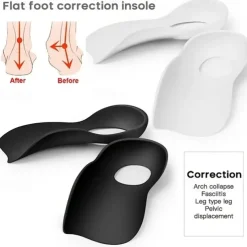 1pair Soft Silicone U-shaped Corrective Insole Plantar Fascia Arch Support Suitable For Flat Feet Correction