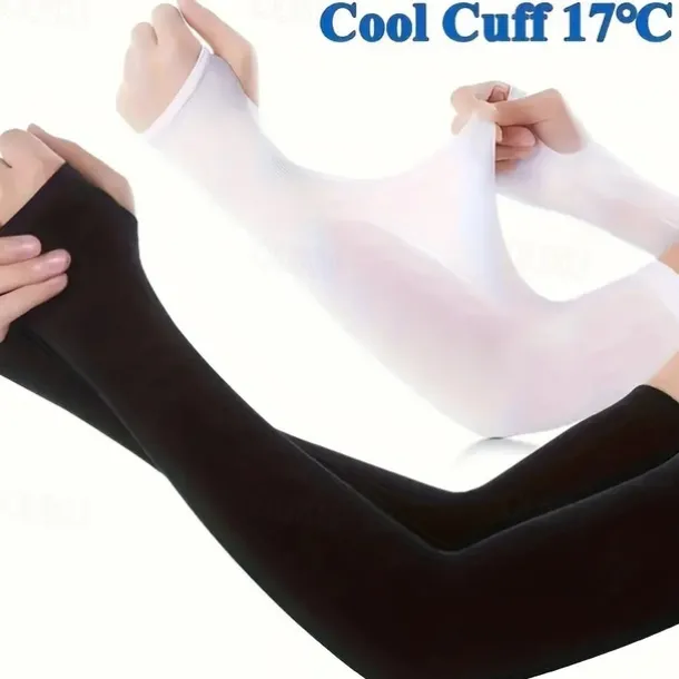 2pairs Long Solid Color Sun Sleeves, Thin High Elastic Cooling Arm Cover, Summer Sport Sleeves For Running Fishing Riding