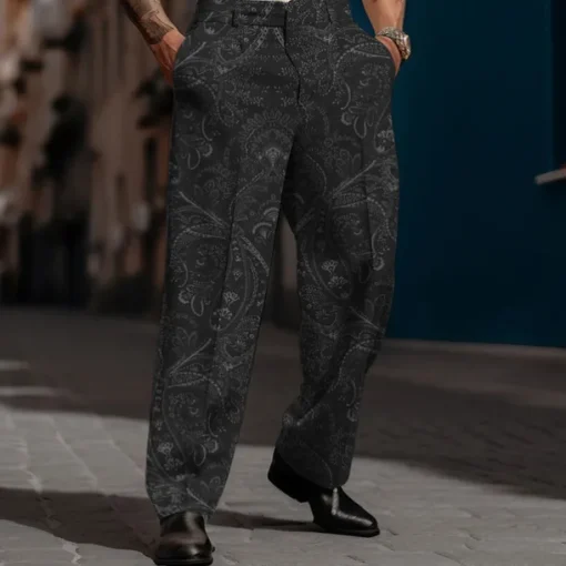 Paisley Vintage Men's 3D Print Dress Pants Pants Trousers Outdoor Street Wear to work Polyester Black White Blue S M L High Elasticity Pants
