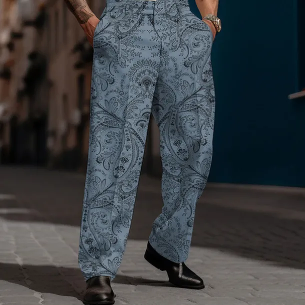 Paisley Vintage Men's 3D Print Dress Pants Pants Trousers Outdoor Street Wear to work Polyester Black White Blue S M L High Elasticity Pants