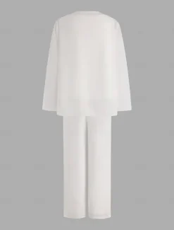 Pantsuit 3 Piece Mother of the Bride Formal Wedding Guest Elegant Plus Size Wrap Floor Length Chiffon Sleeveless with Lace free custom size