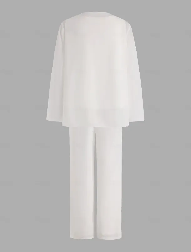 Pantsuit 3 Piece Mother of the Bride Formal Wedding Guest Elegant Plus Size Wrap Floor Length Chiffon Sleeveless with Lace free custom size