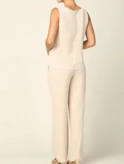 Pantsuit 3 Piece Mother of the Bride Dress Elegant Crew Neck Floor Length Chiffon Long Sleeve Wrap Included with Lace Embroidery