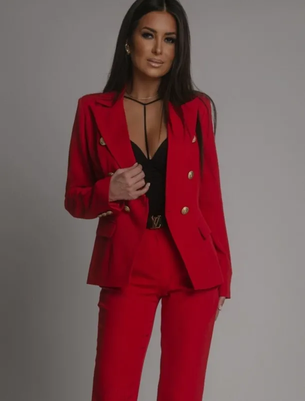 Pantsuit Mother of the Bride Pantsuit Elegant Blazer Lapel Floor Length Long Sleeve with Metal Buttons Solid Color