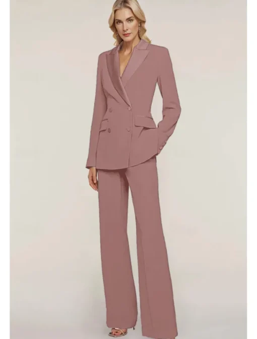Pantsuit Mother of the Bride Tuxedo Wedding Guest Elegant Ankle Length Long Sleeve with Buttons Solid Color free custom size