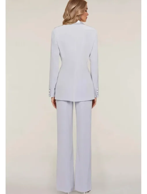 Pantsuit Mother of the Bride Tuxedo Wedding Guest Elegant Ankle Length Long Sleeve with Buttons Solid Color free custom size