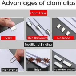 Paper Clam Clip Dispenser Handheld File Document Clipper with 50 Reuseable Stainless Steel Refill Clips for Home Office School
