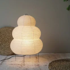 Paper Lamp Modern Retro Desk Lamp Japanese Design Paper Lampshade LED Rice Paper Desk Lamp Homestay Bedroom Living Room/Restaurant Decoration Home Study Desk Lamp