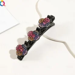 parkling Crystal Stone Braided Hair Clips with 3 Small Clips Pearl shaped hairpin duckbill clipBraided Hair Clip with Rhinestones for Women/Girls