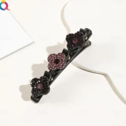 parkling Crystal Stone Braided Hair Clips with 3 Small Clips Pearl shaped hairpin duckbill clipBraided Hair Clip with Rhinestones for Women/Girls