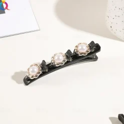 parkling Crystal Stone Braided Hair Clips with 3 Small Clips Pearl shaped hairpin duckbill clipBraided Hair Clip with Rhinestones for Women/Girls