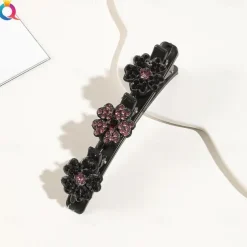 parkling Crystal Stone Braided Hair Clips with 3 Small Clips Pearl shaped hairpin duckbill clipBraided Hair Clip with Rhinestones for Women/Girls