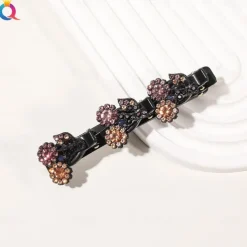 parkling Crystal Stone Braided Hair Clips with 3 Small Clips Pearl shaped hairpin duckbill clipBraided Hair Clip with Rhinestones for Women/Girls