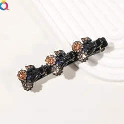 parkling Crystal Stone Braided Hair Clips with 3 Small Clips Pearl shaped hairpin duckbill clipBraided Hair Clip with Rhinestones for Women/Girls