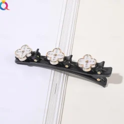 parkling Crystal Stone Braided Hair Clips with 3 Small Clips Pearl shaped hairpin duckbill clipBraided Hair Clip with Rhinestones for Women/Girls