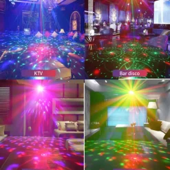 Party Light Indoor Disco Ball Light – Sound Activated DJ LED Stage Lights with Pattern Projection & Remote Control, Perfect Gift for Parties and Events