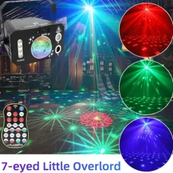 Party Light Indoor Disco Ball Light – Sound Activated DJ LED Stage Lights with Pattern Projection & Remote Control, Perfect Gift for Parties and Events