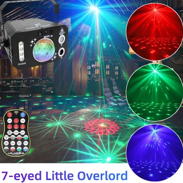 Party Light Indoor Disco Ball Light – Sound Activated DJ LED Stage Lights with Pattern Projection & Remote Control, Perfect Gift for Parties and Events