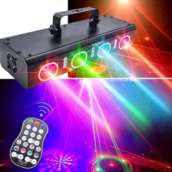 Party Lights Indoor DJ Disco Lights 3D Effect Sound Sensing Laser Lights Flash Stage Lights Projector Home Show Christmas Halloween Party Birthday Decorations Club KTV Bar Karaoke