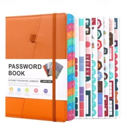 Password Book A5 Letter Tag Password Notebook Computer and Website Login Password Organizer and Manager 240 Pages with Inner Pocket 8.4x5.9 Inches