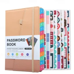 Password Book A5 Letter Tag Password Notebook Computer and Website Login Password Organizer and Manager 240 Pages with Inner Pocket 8.4x5.9 Inches