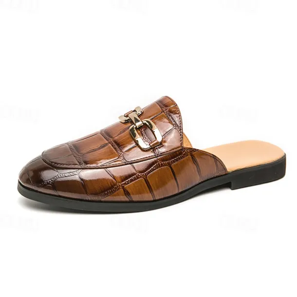 Patent Leather Moccasins for Men - Sophisticated Slip-On with Metal Buckle for Business and Casual Wear