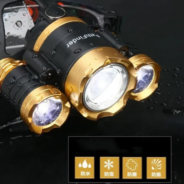 Pathfinder IR Sensor LED Headlight Headlamp Head Flashlight Torch Zoomable 12000 Lumen T6 Rechargeable Forehead Lamp Light Fishing