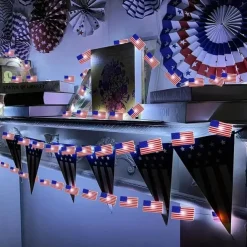 Patriotic LED String Lights Independence Day Decor Lights 2m 20LEDs Battery Powered Fourth of July Stars Fairy Lights Red White Blue Holiday Home Decoration