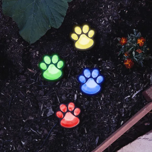 Paw Print Solar Outdoor Lights Solar Lights Outdoor Waterproof Dog Paw Lights(Set of 4) Cat Puppy Animal Garden Lights Path Paw Lamp Walkway Lighting for PatioYardAny Pet Lover