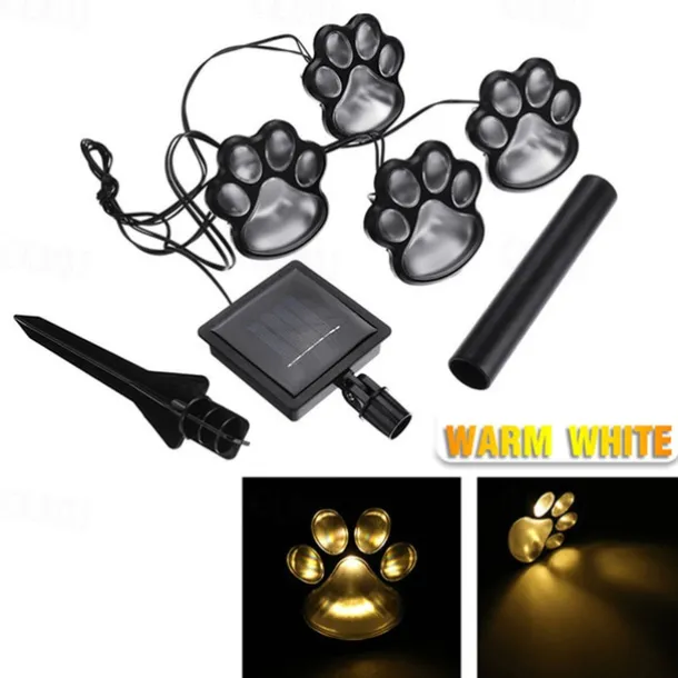 Paw Print Solar Outdoor Lights Solar Lights Outdoor Waterproof Dog Paw Lights(Set of 4) Cat Puppy Animal Garden Lights Path Paw Lamp Walkway Lighting for PatioYardAny Pet Lover