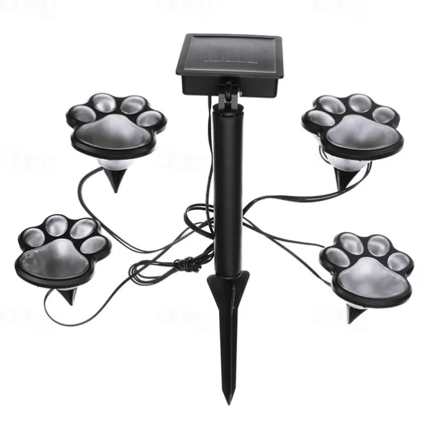 Paw Print Solar Outdoor Lights Solar Lights Outdoor Waterproof Dog Paw Lights(Set of 4) Cat Puppy Animal Garden Lights Path Paw Lamp Walkway Lighting for PatioYardAny Pet Lover