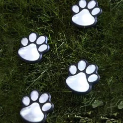 Paw Print Solar Outdoor Lights Solar Lights Outdoor Waterproof Dog Paw Lights(Set of 4) Cat Puppy Animal Garden Lights Path Paw Lamp Walkway Lighting for PatioYardAny Pet Lover