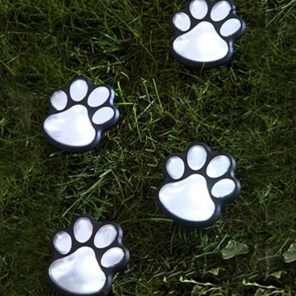 Paw Print Solar Outdoor Lights Solar Lights Outdoor Waterproof Dog Paw Lights(Set of 4) Cat Puppy Animal Garden Lights Path Paw Lamp Walkway Lighting for PatioYardAny Pet Lover