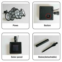 Paw Print Solar Outdoor Lights Solar Lights Outdoor Waterproof Dog Paw Lights(Set of 4) Cat Puppy Animal Garden Lights Path Paw Lamp Walkway Lighting for PatioYardAny Pet Lover