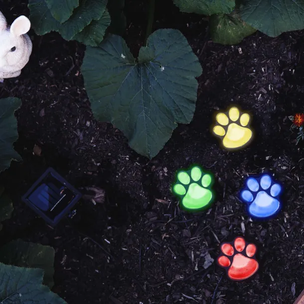 Paw Print Solar Outdoor Lights Solar Lights Outdoor Waterproof Dog Paw Lights(Set of 4) Cat Puppy Animal Garden Lights Path Paw Lamp Walkway Lighting for PatioYardAny Pet Lover