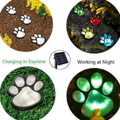 Paw Print Solar Outdoor Lights Solar Lights Outdoor Waterproof Dog Paw Lights(Set of 4) Cat Puppy Animal Garden Lights Path Paw Lamp Walkway Lighting for PatioYardAny Pet Lover
